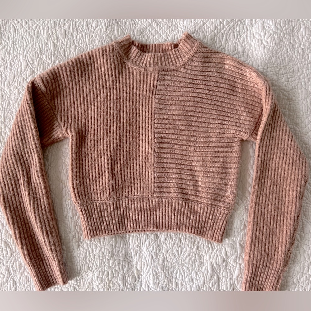 Bebe Dusty Pink Knit Crop Sweater (M)